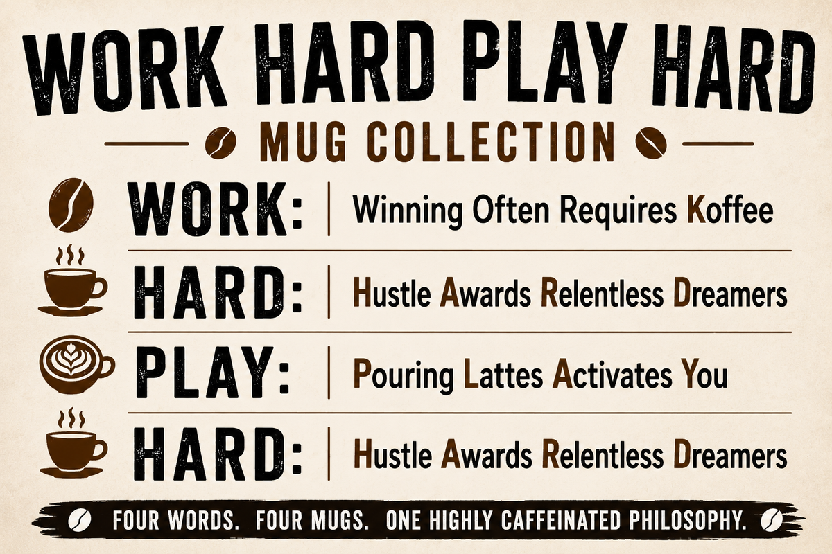 WORK HARD PLAY HARD Latte Mug Collection