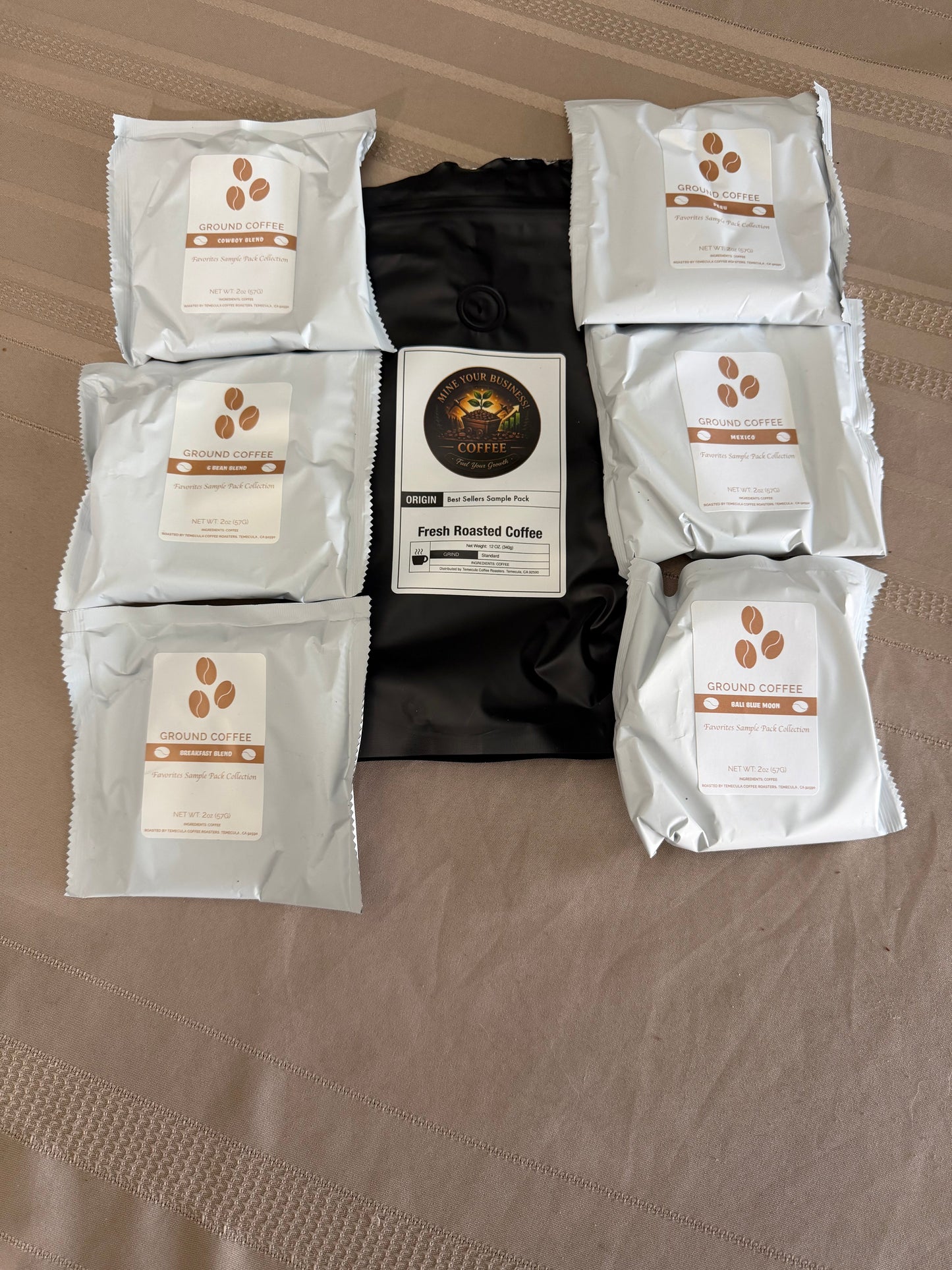 Best Sellers Sample Pack: 6Bean, Cowboy, Breakfast, Peru, Mexico, Bali - Mine Your Business