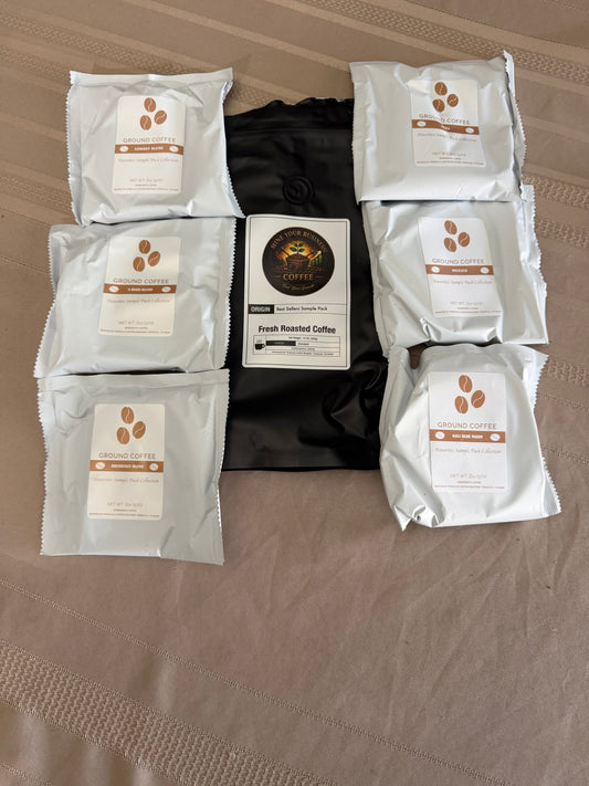 Best Sellers Sample Pack: 6Bean, Cowboy, Breakfast, Peru, Mexico, Bali - Mine Your Business