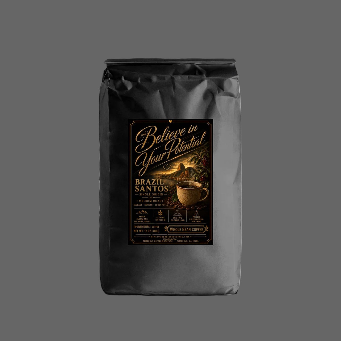 Croyez en votre potentiel - Café en grains d'origine unique du Brésil Santos