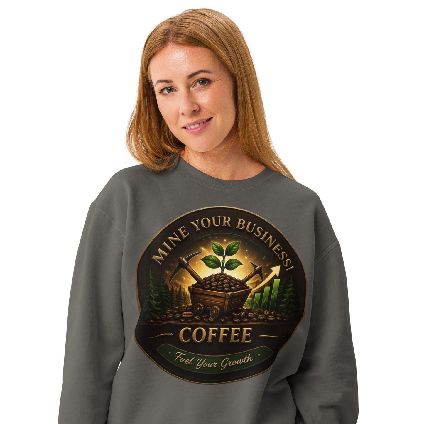 Unisex garment - dyed fleece crewneck sweatshirt - Mine Your Business
