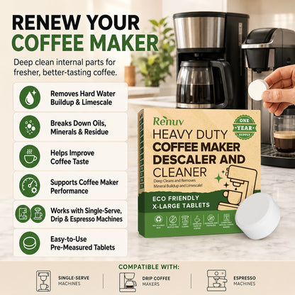 Coffee Maker Cleaner and Descaler Tablets-12 pack