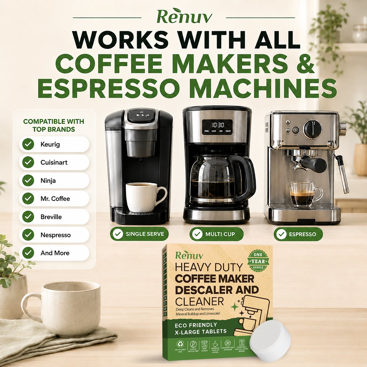 Coffee Maker Cleaner and Descaler Tablets-12 pack