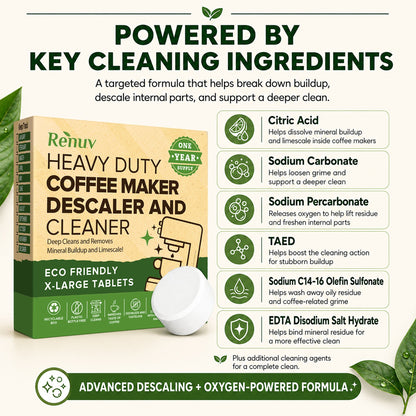 Coffee Maker Cleaner and Descaler Tablets-12 pack