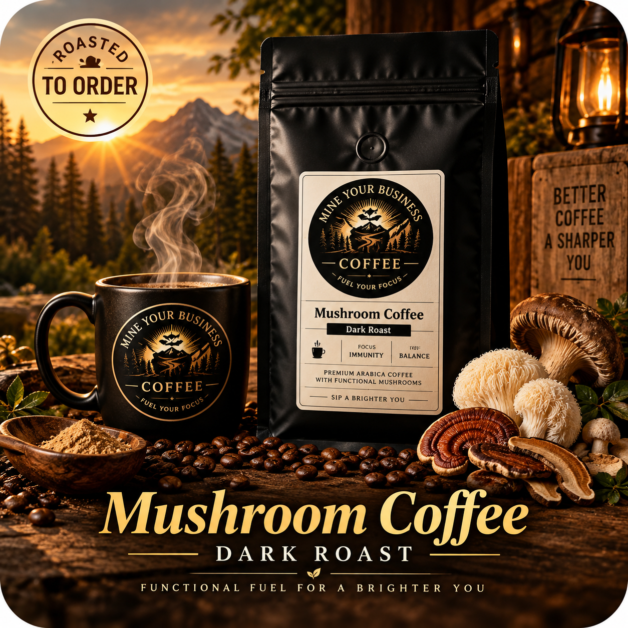 Coffee with Mushrooms Dark Roast
