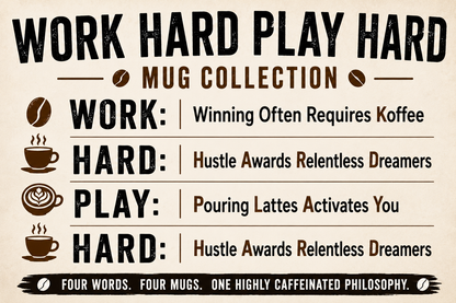 WORK HARD PLAY HARD Latte Mug Collection