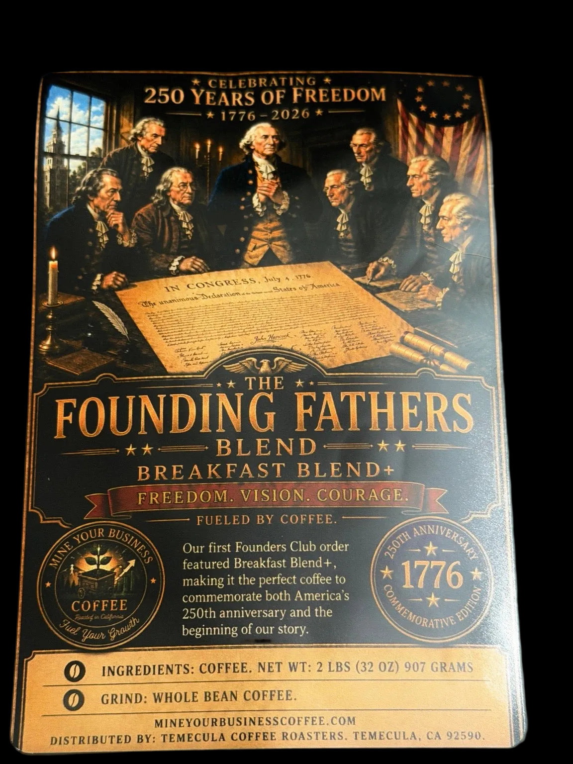 250e anniversaire de l'indépendance - Mélange des Pères Fondateurs - Mélange petit-déjeuner - 2 lb en grains entiers