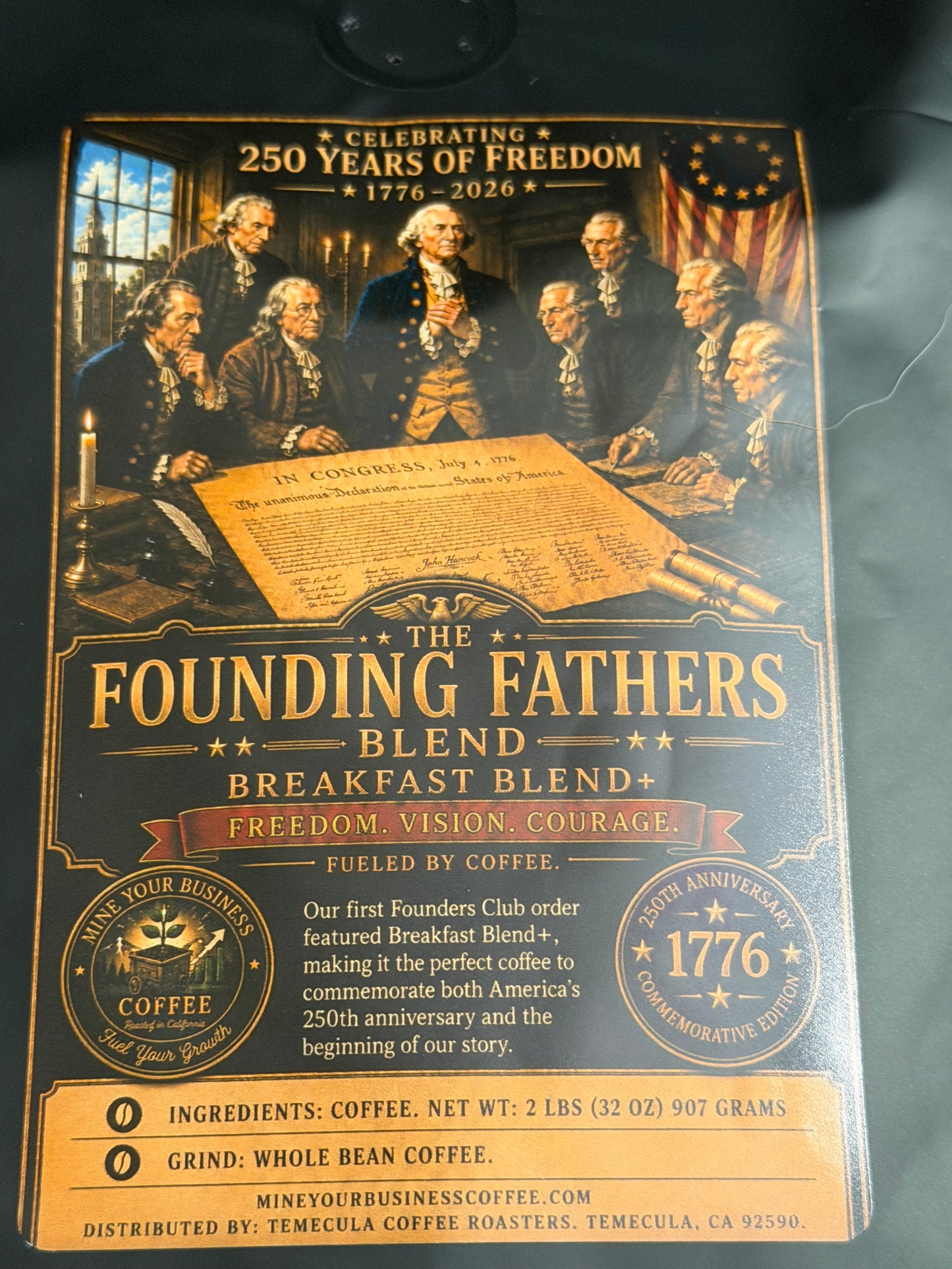 250e anniversaire de l'indépendance - Mélange des Pères Fondateurs - Mélange petit-déjeuner - 2 lb en grains entiers
