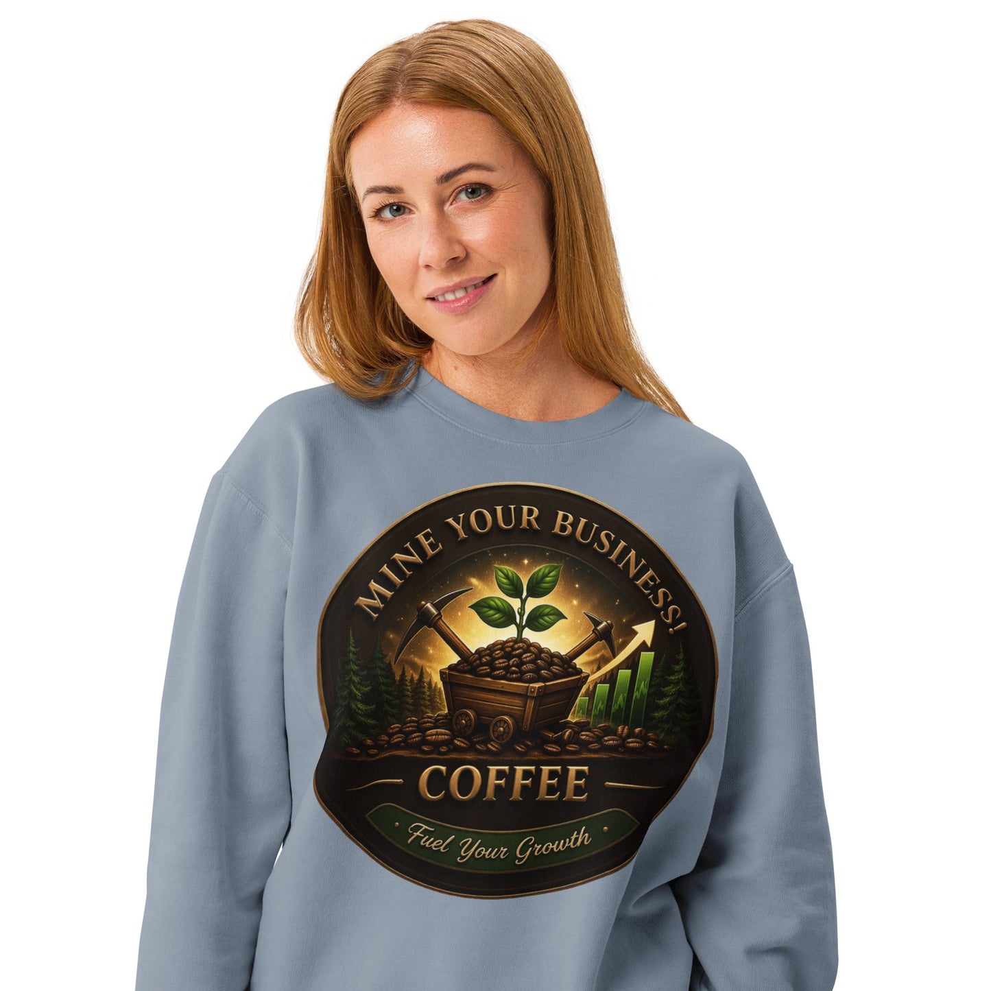 Unisex garment - dyed fleece crewneck sweatshirt - Mine Your Business